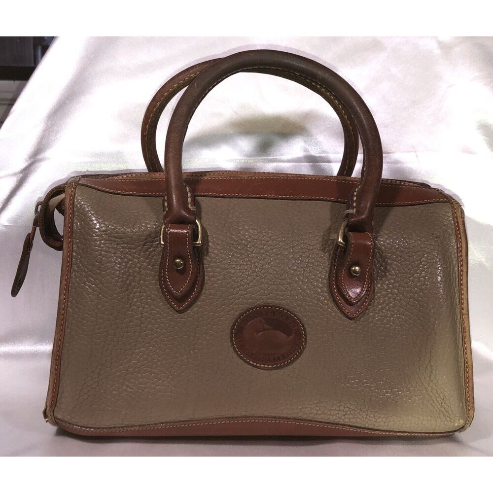 Dooney and Bourke Purse Pebbled Tan Brown Leather 2 Top Handles